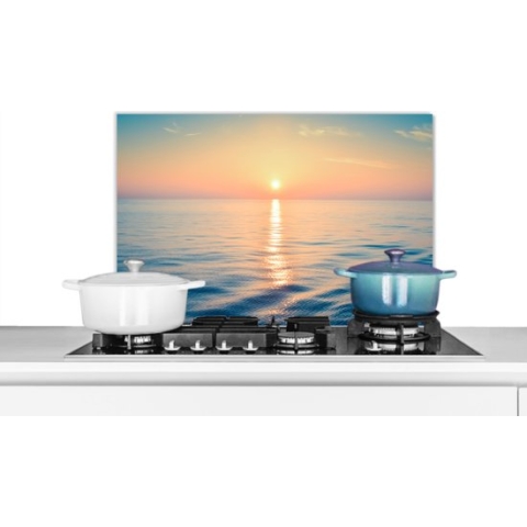 Spatscherm Keuken - Kookplaat Achterwand - Spatwand Fornuis - 70x50 cm - Zon - Zee - Kleuren - Aluminium - Wanddecoratie - Muurbeschermer - Hittebestendig