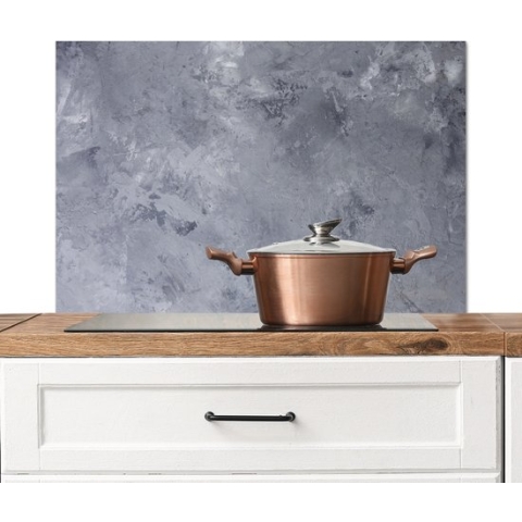 Spatscherm keuken 90x60 cm - Kookplaat achterwand Leisteen - Beton - Retro - Structuren - Grijs - Rustiek - Muurbeschermer hittebestendig - Spatwand fornuis - Hoogwaardig aluminium
