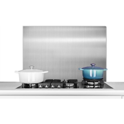 Spatscherm Keuken - Kookplaat Achterwand - Spatwand Fornuis - 90x60 cm - Metaal print - Zilver - Grijs - Aluminium - Wanddecoratie - Muurbeschermer - Hittebestendig