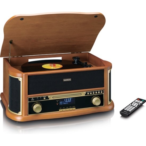 Classic Phono TCD-2571WD - Retro platenspeler met Bluetooth - DAB FM - USB encoding - CD-speler - Cassettespeler - Hout