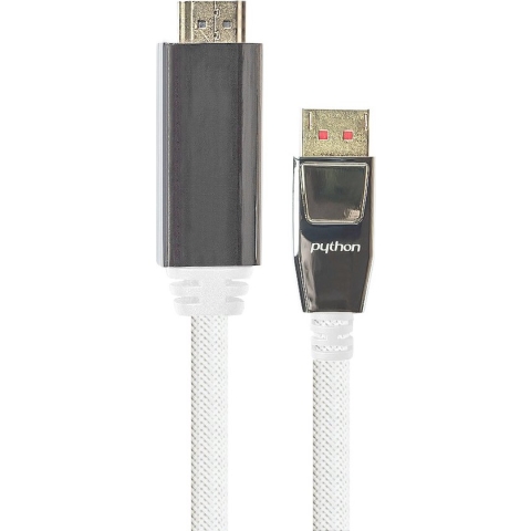 PYTHON DisplayPort naar HDMI kabel - DP 1.4 / HDMI 2.0 (4K 60Hz + HDR) / wit - 10 meter