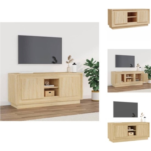 vidaXL TV-meubel Sonoma Eiken - 102 x 35 x 45 cm - Trendy en praktisch | Voldoende opbergruimte | Stevig blad | Praktische deuren - Kast