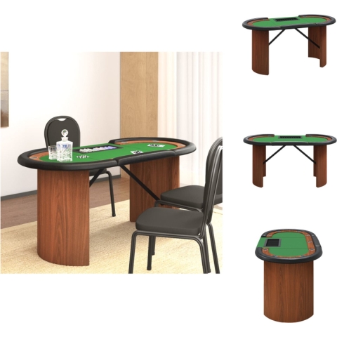 vidaXL Pokertafel - Groen - 160 x 80 x 75 cm - Casino kwaliteit - Pokertafel
