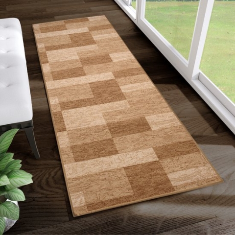 Tapiso Antislip Rubber Rubbermat Vloerkleed Beige Tapijt Maat- 80x400