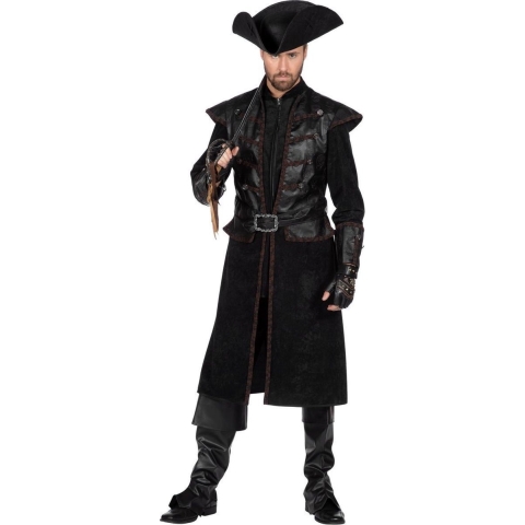 Wilbers & Wilbers - Piraat & Viking Kostuum - Doodskop Piraat Hank Houwdegen - Man - Zwart - Maat 54 - Carnavalskleding - Verkleedkleding