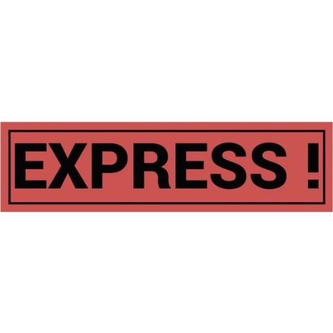 Express! sticker op rol, oranje zwart 200 x 50 mm