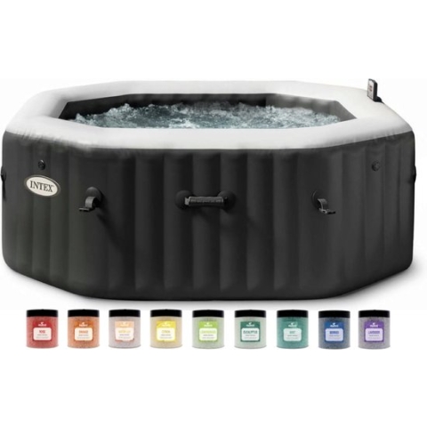 Intex PureSpa Jet & Bubble Deluxe Carbone + Aquatural Set Aroma Crystals + WiFi