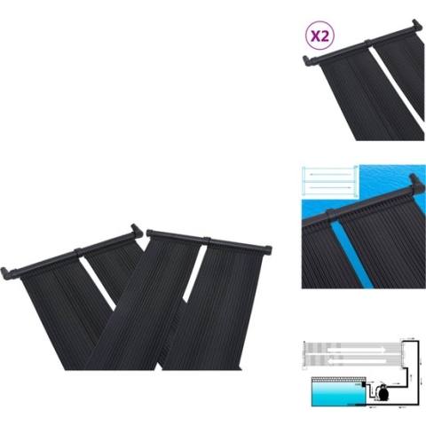 vidaXL Solarzwembadverwarmingsset - Polyethyleen - 4 panelen - 80 x 310 cm - Geschikt voor zwembadpompen - Zwembadfilterpomp
