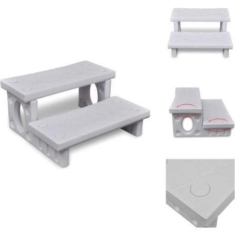 vidaXL Spaladder Wit Kunststof - 70 x 65 x 34 cm - Omkeerbare treden - Zwembadonderhoud