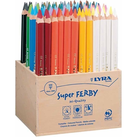 Super Ferby 1 Kleurpotloden l: 18 cm vulling: 6 25 mm diverse kleuren 96stuks