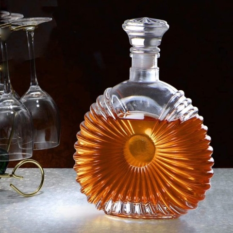 karaf / crystal glass / Set for Whisky Glasses - BarCraft Grinded glass decanter for whiskey and brandy