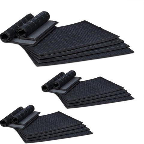 Relaxdays 18x Placemat - set - afwasbaar - bamboe onderleggers - tafelonderlegger - zwart