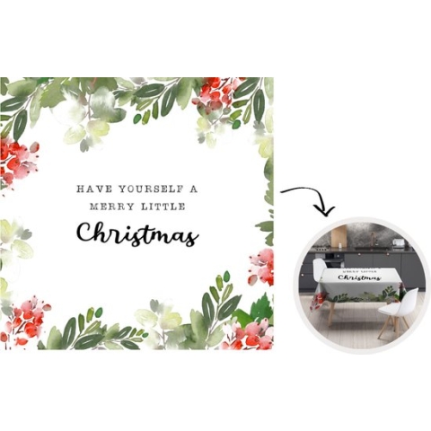Kerst Tafelkleed - Kerstmis Decoratie - Tafellaken - Kerst - Quote - Waterverf - 150x150 cm - Kerstmis Versiering