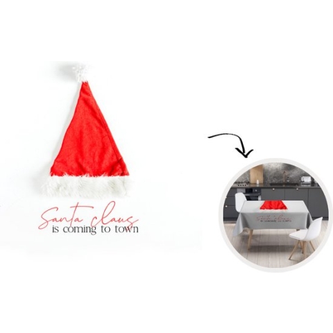 Kerst Tafelkleed - Kerstmis Decoratie - Tafellaken - Winter - Kerstmuts - Quote - 150x150 cm - Kerstmis Versiering