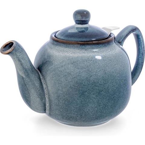 Theepot "Bristol" met schaduw glazuur handgeglazuurd (grijsblauw met filter) theepot TEAPOT ENGLISH CLASSIC STYLE 1 liter van edelkeramiek met voor gebruik met levensmiddelen geschikt glazuur [Energieklasse A]
