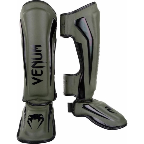 Venum Elite Kickboks Scheenbeschermers Khaki Zwart maat XL