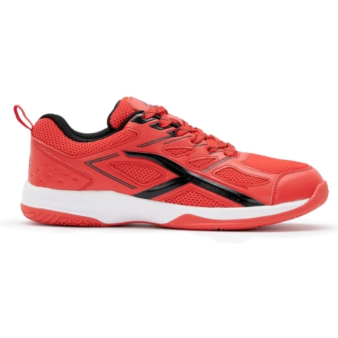 Hundred Xoom Badmintonschoen voor Heren en Jongens (Rood/Wit, Maat: EU 44, UK 10, US 11) | Materiaal: Polyester, Mesh | Ademend Ontwerp | Buitenzool Grip