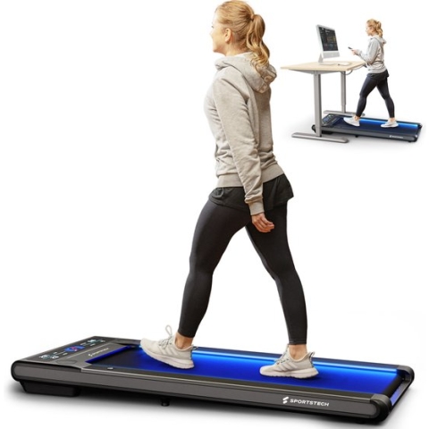 Sportstech sWalk Walking Pad loopband & bureau met LED - 1-6 km/u snelheid met interactieve LCD display
