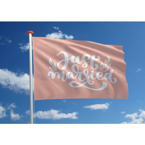 Huwelijksvlag: 'Just married' - 200x300 cm