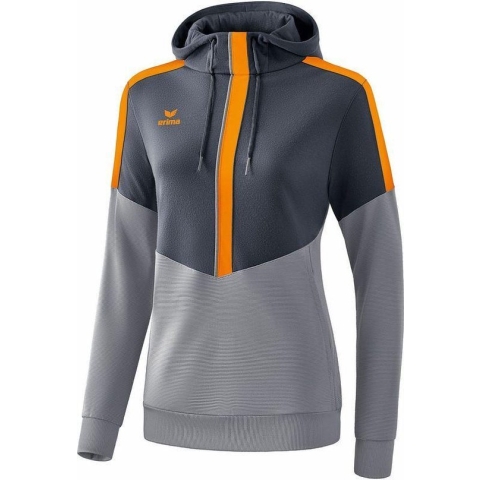 Erima Squad Sweatshirt Met Capuchon Dames Slate Grijs-Monument Grijs-New Oranje Maat 36