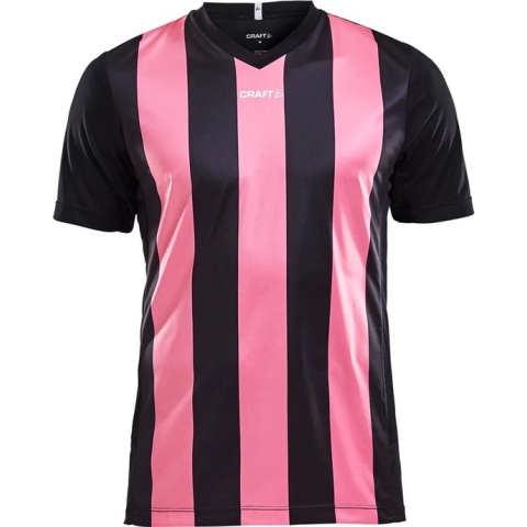 Craft Progress Stripe Shirt Korte Mouw Heren - Zwart / Roze | Maat: XS