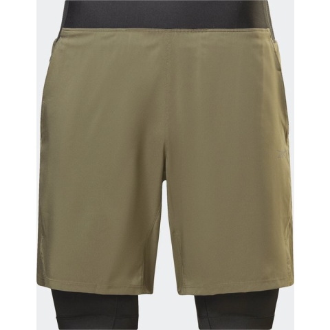 Reebok Trainingsshort 2in1 Heren Strength - LegerGroen/Zwart - Maat S