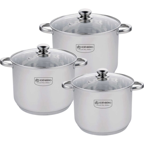 Edënbërg Classic Line - Pannenset - RVS - 6 delig - Sandwichbodem