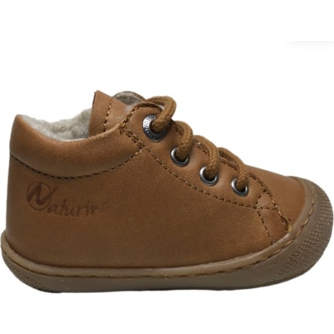 Naturino Cocoon Wool - mt 20 - bumper lederen warme veterschoenen - cognac