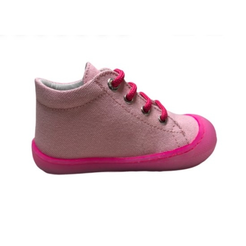 Naturino veters bumper effen canvas schoenen Cocoon fluo roze mt 22
