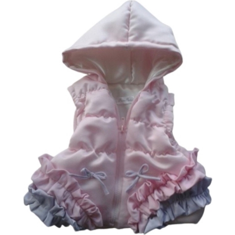 Maat 128 Bodywarmer roze voor baby en kind zomerjas met strikjes en ruches lichtroze jas kinderjas
