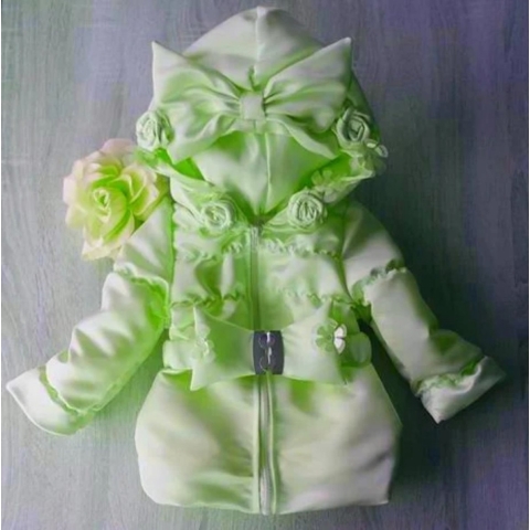 Maat 92 Kinderjas Zomerjas met roosjes fel groen en strik jas baby en kind