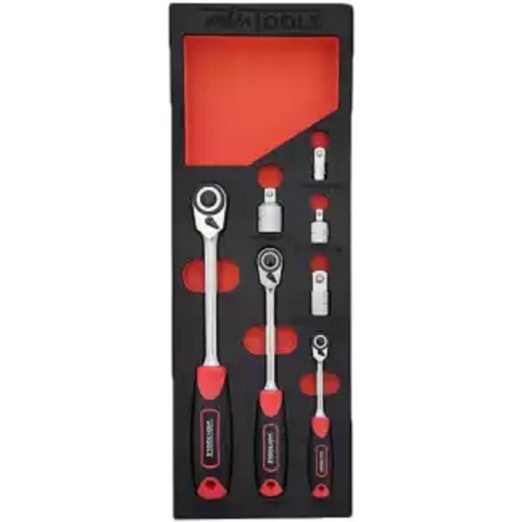 Omkeerbare ratel set voor smalle ruimtes, 1/4, 3/8 & 1/2"