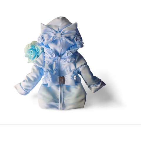 Maat 62 Zomerjas Blauw baby en kind Jas glitter kinderjas met roosjes babyblauw