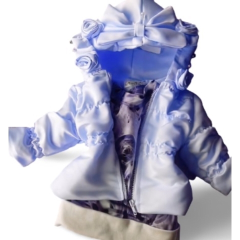 Maat 104 Zomerjas Blauw baby en kind Jas glitter kinderjas met roosjes babyblauw
