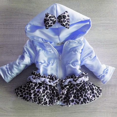 Maat 86 Zomerjas licht blauw panterprint jas baby en kind Jas leopard print kinderjas dierenprint babyblauw