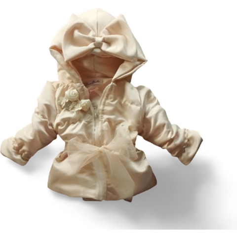 Maat 110 kinderjas Zomerjas creme glitter bloemen baby en kind Jas glitter kinderjas strik
