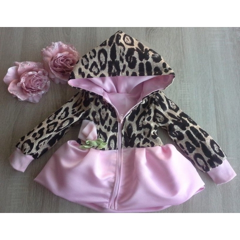 Maat 110  Zomerjas licht roze panteprint voor baby en kind Jas met bloem