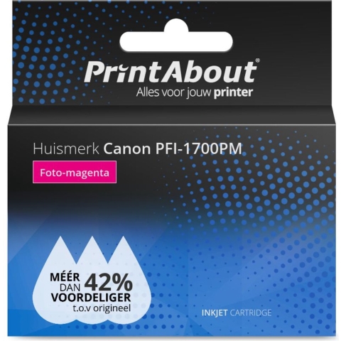 PrintAbout huismerk Inktcartridge PFI-1700PM Foto-magenta geschikt voor Canon