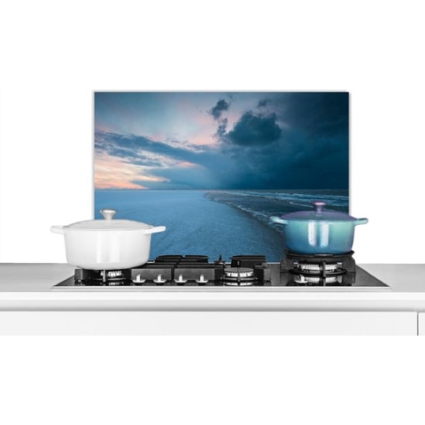 Spatscherm Keuken - Kookplaat Achterwand - Spatwand Fornuis - 60x40 cm - Noordzee - Storm - Water - Aluminium - Wanddecoratie - Muurbeschermer - Hittebestendig