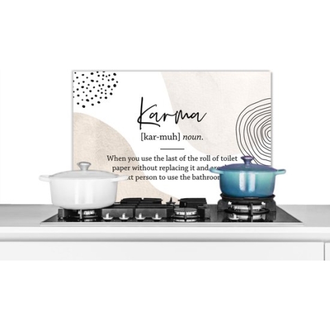 Spatscherm Keuken - Kookplaat Achterwand - Spatwand Fornuis - 60x40 cm - Karma - WC papier - Spreuken - Aluminium - Wanddecoratie - Muurbeschermer - Hittebestendig