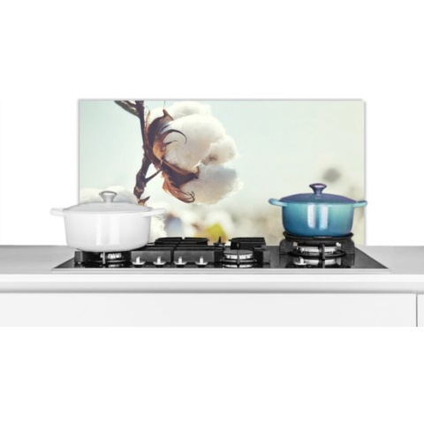 Spatscherm Keuken - Kookplaat Achterwand - Spatwand Fornuis - 90x45 cm - Planten - Bloem - Tak - Natuur - Aluminium - Wanddecoratie - Muurbeschermer - Hittebestendig