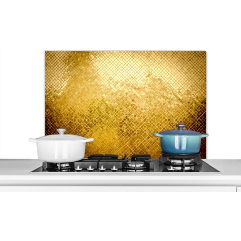 Spatscherm Keuken - Kookplaat Achterwand - Spatwand Fornuis - 90x60 cm - Goud - Design - Abstract - Aluminium - Wanddecoratie - Muurbeschermer - Hittebestendig
