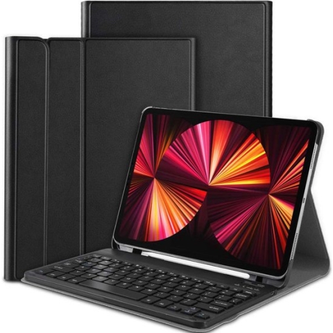 Just in Case Premium Bluetooth Keyboard QWERTZ kunstleer hoes iPad Pro 11 (2018 2020 2021 2022) - zwart