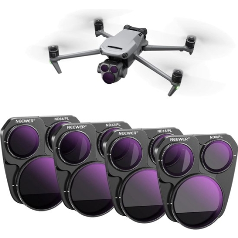Neewer® - Mavic 3 Pro ND/PL-filterset - 4 stuks Ansteck ND8/PL ND16/PL ND32/PL ND64/PL - Compatibel met DJI Mavic 3 Pro/Pro Cine - Optisch HD-glas met meerdere coatings - Verbeter luchtfotografie en cinematografie