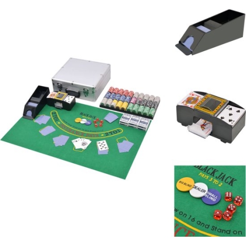 vidaXL Pokerset - Meerkleurig - 38 x 36 x 15 cm - Inclusief dobbelstenen - kaarten - chiphouders - kaartschudder en 600 laser chips - Pokerset