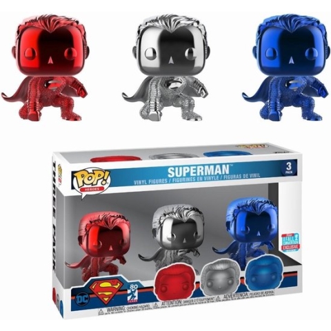 Pop! DC: Justice League - Superman Landing Chrome 3-Pack LE