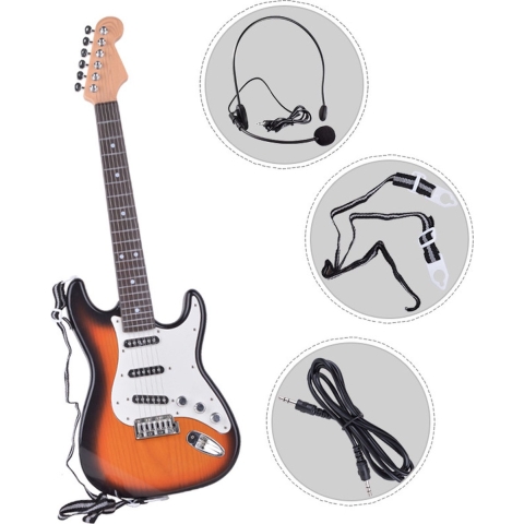 WK Kids -27 Inch elektrische gitaar-Rock muziek gitaar-Uitspraak van handpers op basis van aanraking-Met microfoon-Met acht elektrische gitaarlongs-Kinder Muziekinstrument