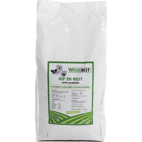 WeideBest Hondenbrok geperst hypoallergeen natuurlijk Kip en rijst 15 kg
