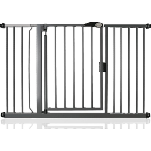 Bettacare Auto-Close Hekje voor Huisdieren Assortiment, 132,6 cm - 139,6 cm (14 opties beschikbaar), Lei Grijs, Traphekje Zonder Boren Traphekje voor Hond & Puppy, Veiligheidsbarrière voor Deuren, Gangen en Ruimtes