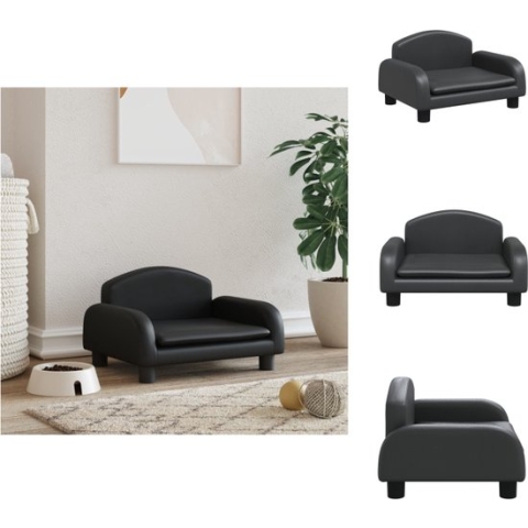 vidaXL Hondenbank Kunstleer Zwart - 50 x 40 x 30 cm - Comfortabel en duurzaam - Dierenkussen